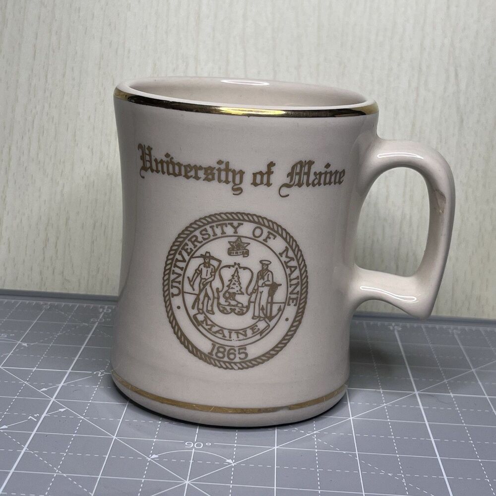 VINTAGE Lg University of Michigan Coffee Mug, Gold Crest Logo